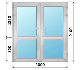 Двухстворчатая дверь остекленная Vidnal VP 02 2000x2100