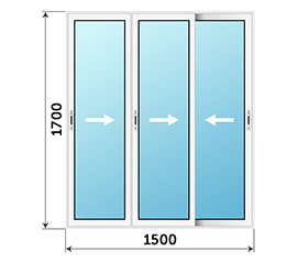 Трехстворчатое окно Alumil Smartia M12000 1500x1700
