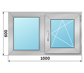 Двухстворчатое окно SCHÜCO AWS 65 1000x600