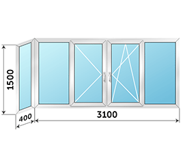 Окно на балкон NEWTEC ALS 100 3500x1500