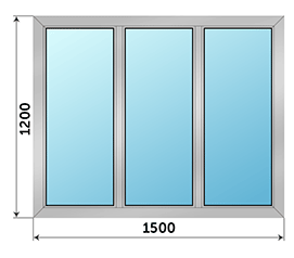 Трехстворчатое окно SCHÜCO AWS 65 1500x1200