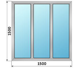 Трехстворчатое окно SCHÜCO AWS 65 1500x1500