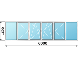 Балконное окно AGS 40 6000x1600