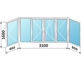 Окно на балкон NEWTEC ALS 100 4700x1600